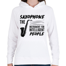 PRINTFASHION Intelligens emberek hangszere - Szaxofon - Női kapucnis pulóver - Fehér