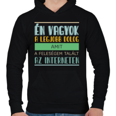 PRINTFASHION Interneten talált a feleségem - Férfi kapucnis pulóver - Fekete