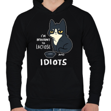 PRINTFASHION Intolerant to idiots - Férfi kapucnis pulóver - Fekete férfi pulóver, kardigán