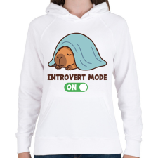PRINTFASHION Introvert mode - Női kapucnis pulóver - Fehér női pulóver, kardigán