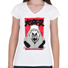 PRINTFASHION Inuyasha - Női V-nyakú póló - Fehér