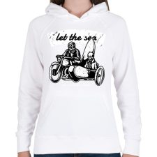 PRINTFASHION Irány a tenger! - Női kapucnis pulóver - Fehér női pulóver, kardigán