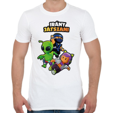 PRINTFASHION Irány játszani - Stumble Guys - Férfi póló - Fehér férfi póló