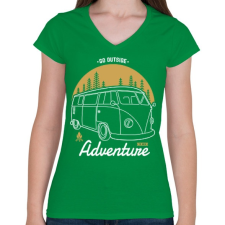 PRINTFASHION Irány kalandozni - Női V-nyakú póló - Zöld női póló