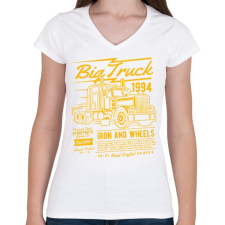PRINTFASHION Iron and wheels - Női V-nyakú póló - Fehér női póló