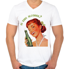 PRINTFASHION Is this alcohol?  - Férfi V-nyakú póló - Fehér férfi póló