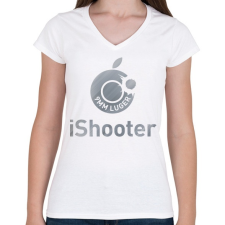 PRINTFASHION iShooter - Női V-nyakú póló - Fehér női póló