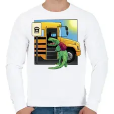 PRINTFASHION Iskolás dínó - Férfi pulóver - Fehér férfi pulóver, kardigán