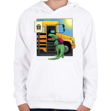 PRINTFASHION Iskolás dínó - Gyerek kapucnis pulóver - Fehér