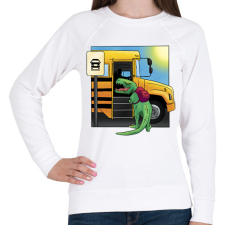 PRINTFASHION Iskolás dínó - Női pulóver - Fehér női pulóver, kardigán