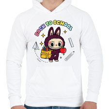 PRINTFASHION Iskolás labubu - Férfi kapucnis pulóver - Fehér férfi pulóver, kardigán