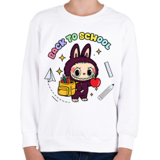 PRINTFASHION Iskolás labubu - Gyerek pulóver - Fehér
