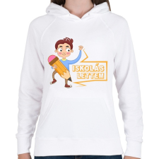 PRINTFASHION Iskolás lettem - Női kapucnis pulóver - Fehér női pulóver, kardigán