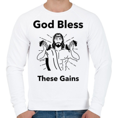 PRINTFASHION Isten áldott izmai - Férfi pulóver - Fehér