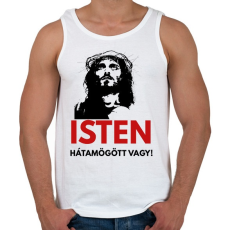 PRINTFASHION isten hátamögött vagy! - Férfi atléta - Fehér