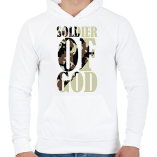 PRINTFASHION Isten katonája - Férfi kapucnis pulóver - Fehér férfi pulóver, kardigán