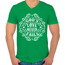 PRINTFASHION Isten szeretete sose múlik el - Férfi V-nyakú póló - Zöld férfi póló