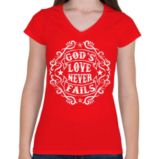 PRINTFASHION Isten szeretete sose múlik el - Női V-nyakú póló - Piros