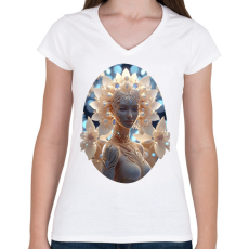 PRINTFASHION Isteni nő - Női V-nyakú póló - Fehér