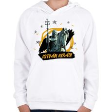 PRINTFASHION István király - Gyerek kapucnis pulóver - Fehér