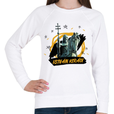PRINTFASHION István király - Női pulóver - Fehér női pulóver, kardigán