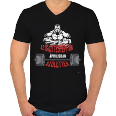 PRINTFASHION IT Április - Férfi V-nyakú póló - Fekete