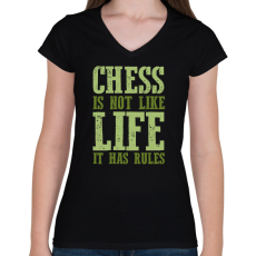 PRINTFASHION It has rules - Chess - Női V-nyakú póló - Fekete
