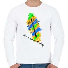 PRINTFASHION it's a clarinet day - Férfi pulóver - Fehér férfi pulóver, kardigán
