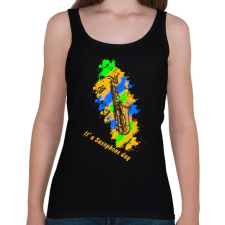 PRINTFASHION it's a saxophone day - Női atléta - Fekete női felső