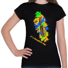 PRINTFASHION it's a saxophone day - Női póló - Fekete női póló
