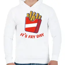 PRINTFASHION It's Fry Day - Férfi kapucnis pulóver - Fehér férfi pulóver, kardigán