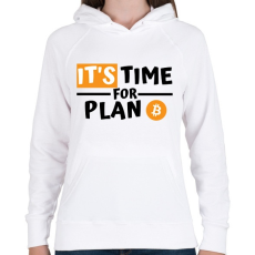 PRINTFASHION IT'S time for PLAN - Női kapucnis pulóver - Fehér