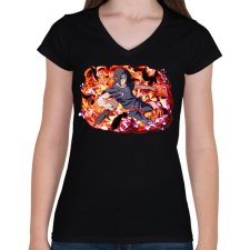 PRINTFASHION Itachi Uchiha attack - Női V-nyakú póló - Fekete női póló