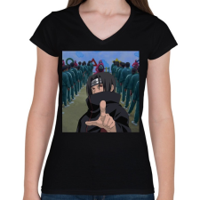 PRINTFASHION Itachi X Squid Game - Női V-nyakú póló - Fekete női póló