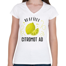 PRINTFASHION Ital páros - Citrom - Női V-nyakú póló - Fehér női póló