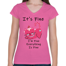 PRINTFASHION its fine - Női V-nyakú póló - Rózsaszín