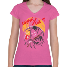 PRINTFASHION Ivás/halál ? - Női V-nyakú póló - Rózsaszín
