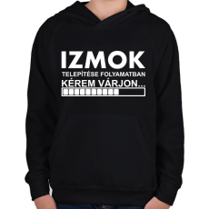 PRINTFASHION Izmok telepítése folyamatban... - Gyerek kapucnis pulóver - Fekete