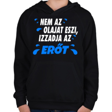 PRINTFASHION Izzadja az erőt - Gyerek kapucnis pulóver - Fekete gyerek pulóver, kardigán