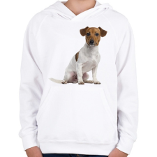 PRINTFASHION Jack Russel kutyás póló - Gyerek kapucnis pulóver - Fehér gyerek pulóver, kardigán