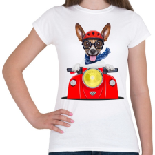 PRINTFASHION Jack Russel motorozik - Női póló - Fehér női póló