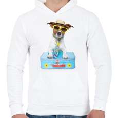 PRINTFASHION Jack Russel póló - Férfi kapucnis pulóver - Fehér