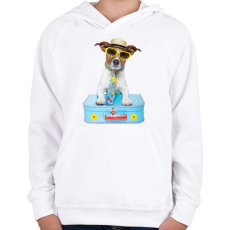 PRINTFASHION Jack Russel póló - Gyerek kapucnis pulóver - Fehér