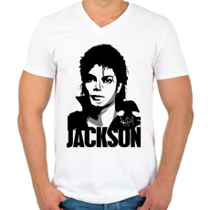 PRINTFASHION Jackson - Férfi V-nyakú póló - Fehér