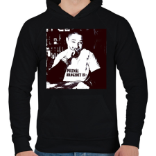 PRINTFASHION Jafi - Férfi kapucnis pulóver - Fekete férfi pulóver, kardigán