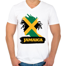 PRINTFASHION Jamaica - Férfi V-nyakú póló - Fehér