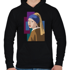 PRINTFASHION Jan Vermeer - Leány gyöngy fülbevalóval - Férfi kapucnis pulóver - Fekete férfi pulóver, kardigán