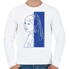 PRINTFASHION Jan Vermeer - Leány gyöngy fülbevalóval - Vonalas - Férfi pulóver - Fehér