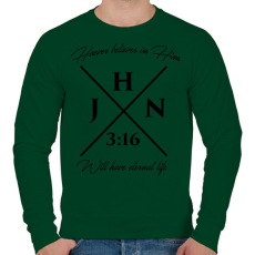 PRINTFASHION János 3:16 - Férfi pulóver - Sötétzöld