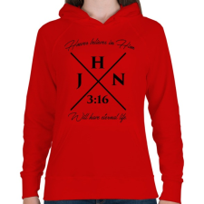 PRINTFASHION János 3:16 - Női kapucnis pulóver - Piros női pulóver, kardigán
